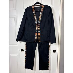 Ashro Black and Yellow African Pride Pantsuit Set Women's Size 10